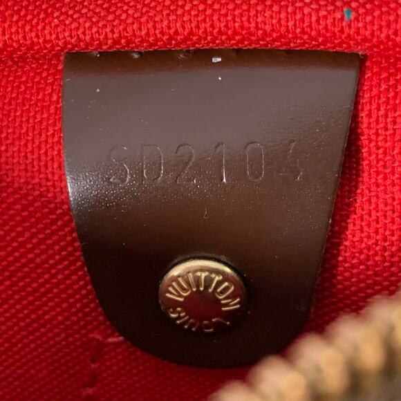 Ebene Speedy Bandouliere 25 Brown Tan Damier Leather Trim Canvas Handbag - Picture 8 of 9